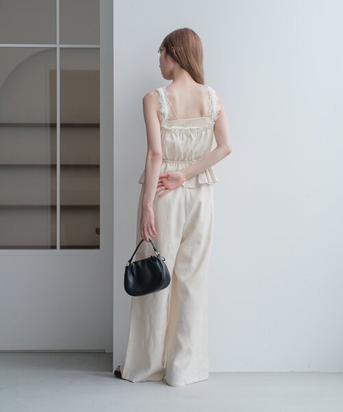 セール】【低身長サイズ/2サイズ展開/無地&チェック】ペプラムキャミ