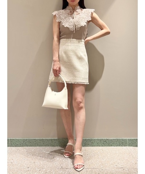 SNIDEL（スナイデル）の「レースカラーノースリニット（ニット