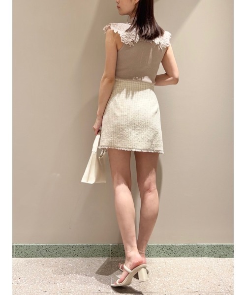 SNIDEL（スナイデル）の「レースカラーノースリニット（ニット