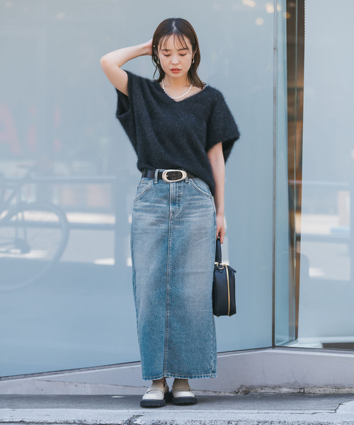 Lee（リー）の「Lee/リー タイトスカート(サックスブルー)（デニム