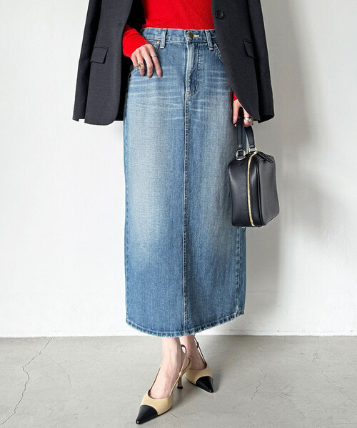 Lee（リー）の「Lee/リー タイトスカート(サックスブルー)（デニム