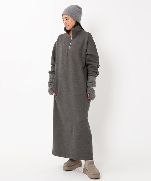 ハーフジップスウェットドレス（ワンピース）｜EVERYDAY I LIKE