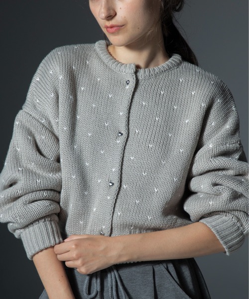 WILLFULLY（ウィルフリー）の「heart dot jacquard reversible cropped