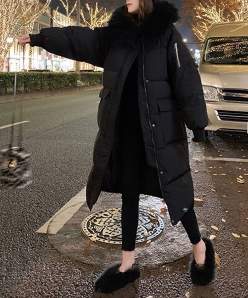 セール】フェイクダウンコート中綿入りロングコート（ダウンジャケット