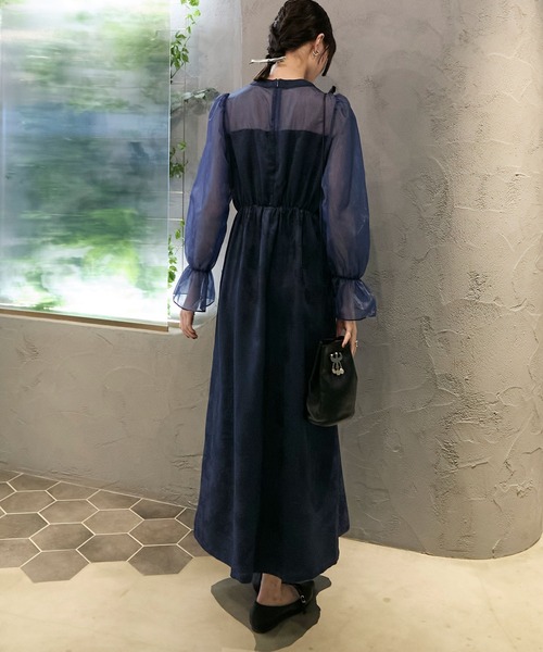 forksy.】【オケージョン対応】サテンジャガードオーガンジー切り替え