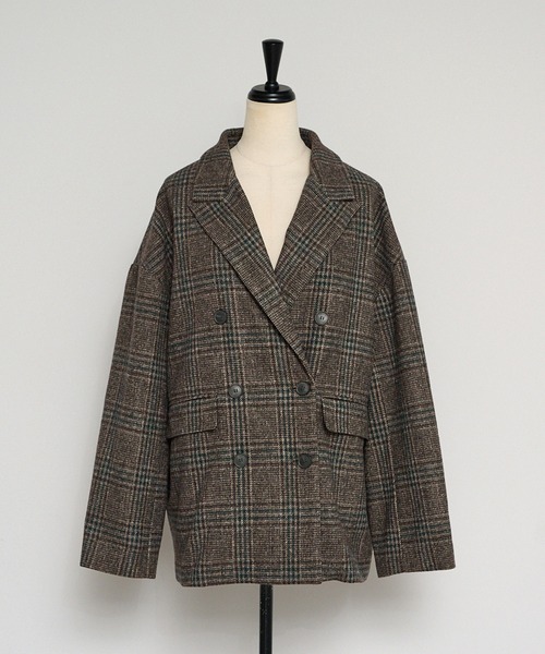 セール】ウールタッチグレンチェックジャケット（テーラードジャケット