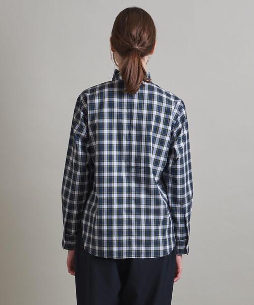 LOEFF（ロエフ）の「＜LOEFF＞チェック フリル スタンドカラーブラウス