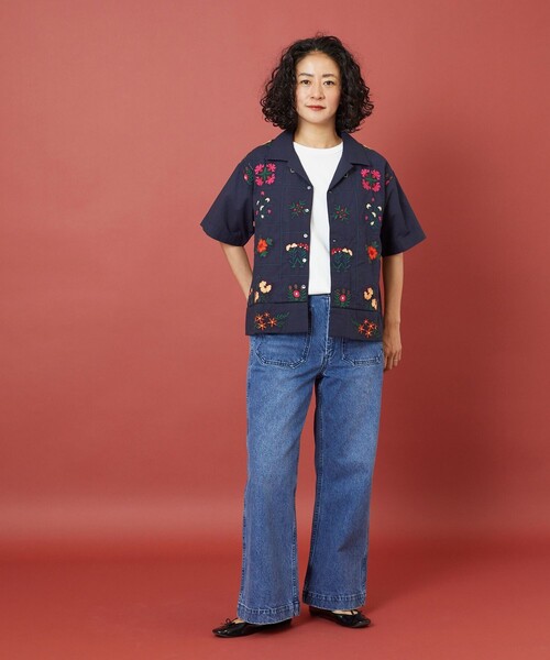 Freada（フリーダ）の「Freada/フリーダ インドパッチワーク刺繍シャツ