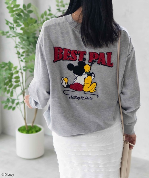 DISNEY サガラ刺繍 ミッキー 裏起毛トレーナー（スウェット）｜Disney