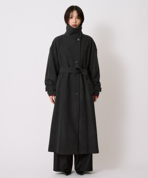 残りわずか！】スタンドカラーロングコート｜オフィスカジュアル