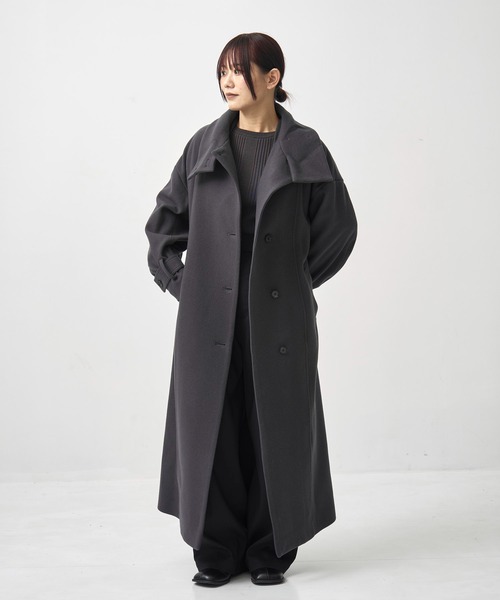 残りわずか！】スタンドカラーロングコート｜オフィスカジュアル