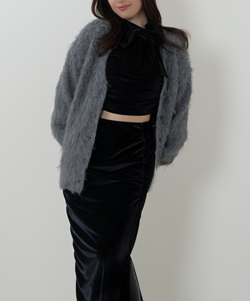 SENEE（セニー）の「ribbon velour tops（リボンベロアトップス）（T