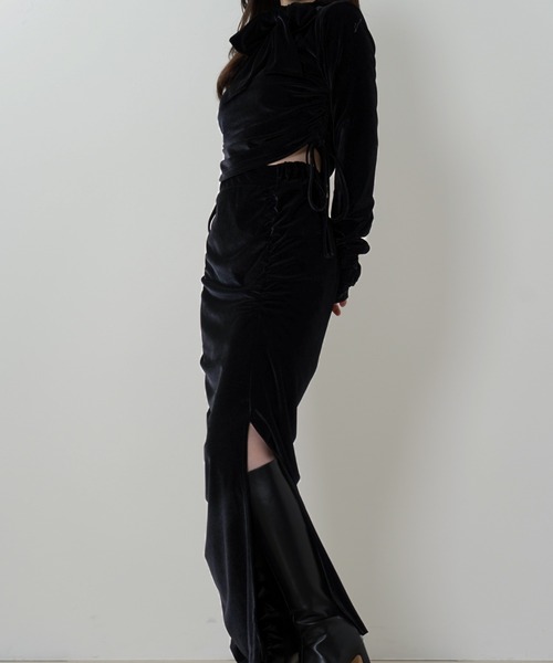 SENEE（セニー）の「ribbon velour tops（リボンベロアトップス）（T