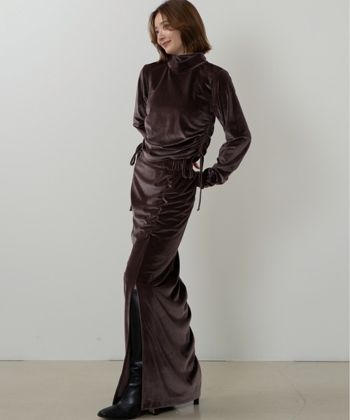 SENEE（セニー）の「ribbon velour tops（リボンベロアトップス）（T