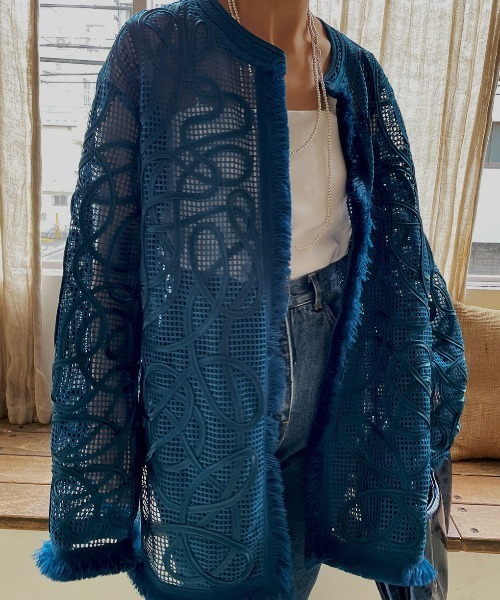 Ameri（アメリ）の「MEDI TAPE EMBROIDERY MESH JACKET（その他