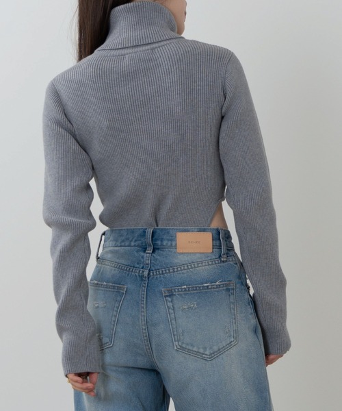 rib turtle neck bodysuit（リブタートルネックボディスーツ）（ニット