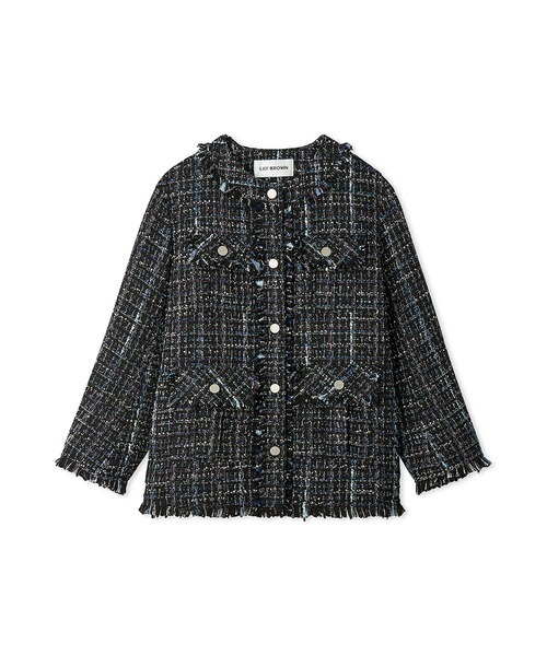 LILY BROWN（リリーブラウン）の「フリンジツイードノーカラー