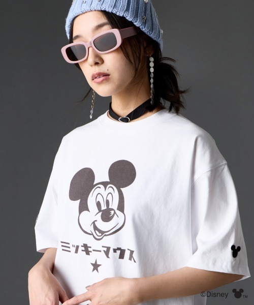 ディズニー ミッキーマウス/綿100％フェイスプリントTシャツ ＜大きい