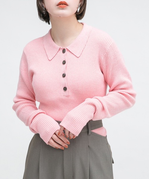 KBF（ケイビーエフ）の「ロングスリーブポロニット（ニット/セーター