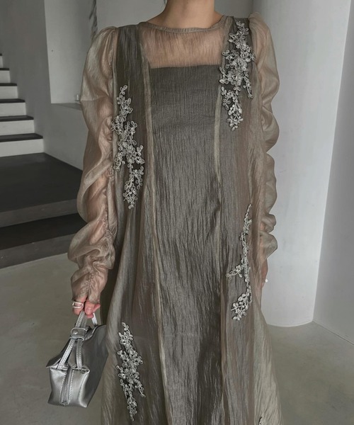 WILLFULLY（ウィルフリー）の「sheer motif lace OP & gather breast