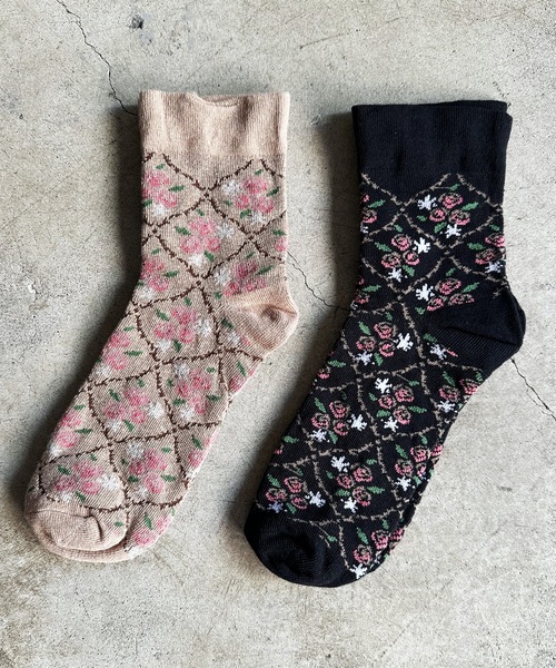 SZT:フラワー 花柄ソックス 2足セット（ソックス/靴下）｜SHIZUTA