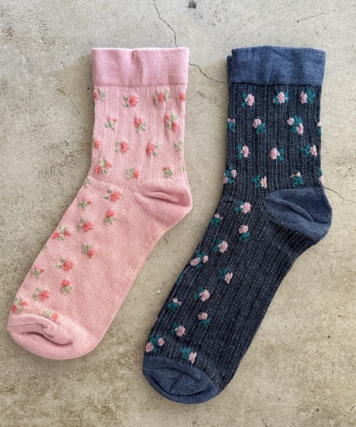 SZT:フラワー 花柄ソックス 2足セット（ソックス/靴下）｜SHIZUTA