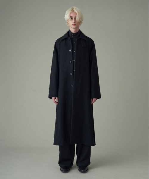JUHA×STUDIOUS 23ss ベルテッドオーバーコート黒3 STUDIOUS