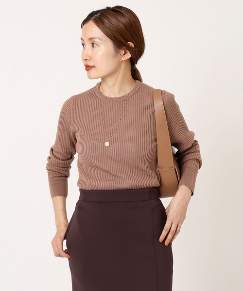 IENA（イエナ）の「エクストラファインメリノリブ クルーネックプル