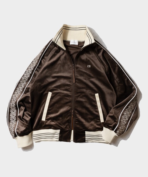 velvet flower embroidery line track jacket / ベロア花刺繍ライン