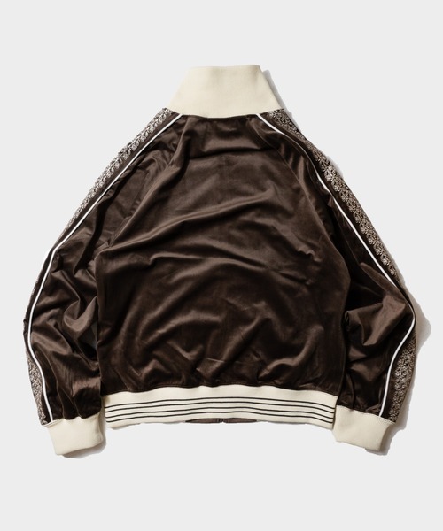 velvet flower embroidery line track jacket / ベロア花刺繍ライン