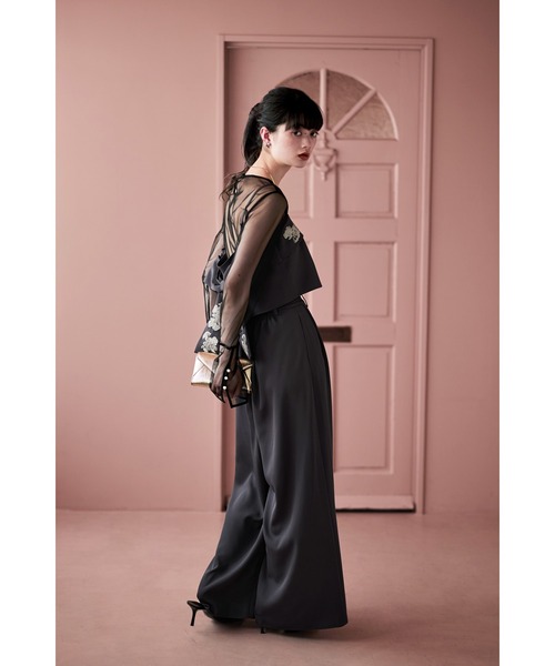 etoll.（エトル）の「3piece刺繍リボンビスチェ＆タックワイドパンツ