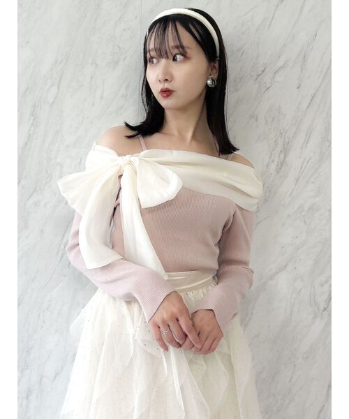 dazzlin（ダズリン）の「ビックリボンオフショルニットプルオーバー