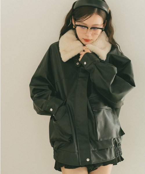レザージャケット/ファー取り外し可能（ライダースジャケット