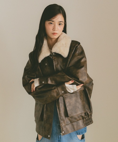 レザージャケット/ファー取り外し可能（ライダースジャケット