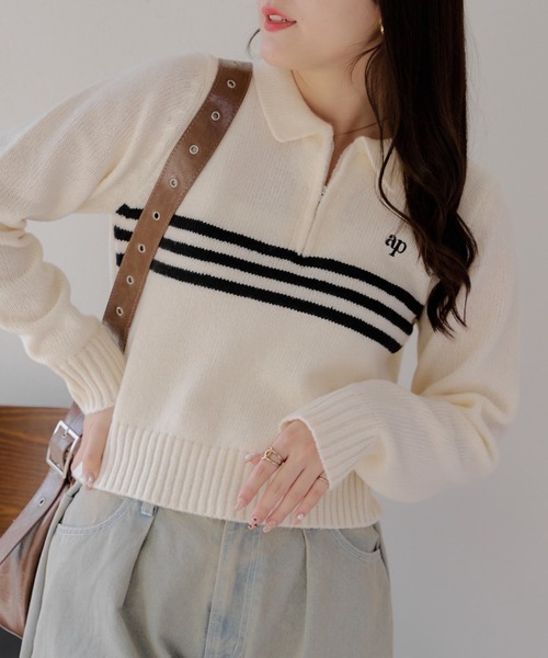 APPORTE PAR LES MARCHES（アポルテパーレマルシェ）の「ﾗｲﾝ入りﾊｰﾌZIP