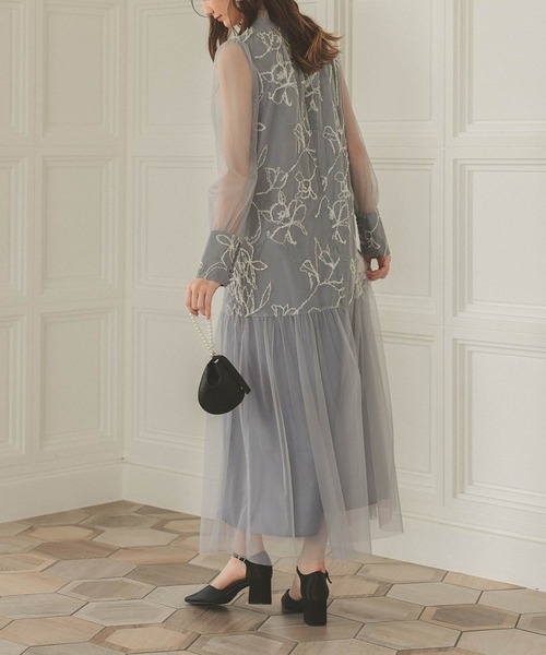 フェザーフラワーチュールドレス 結婚式お呼ばれワンピース