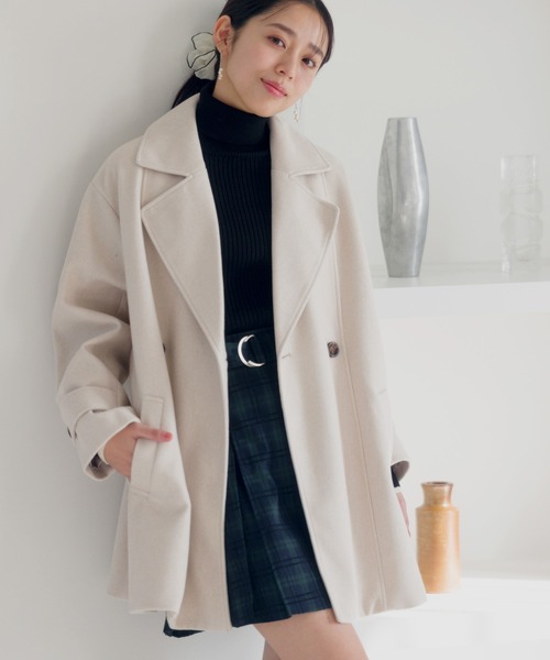 mysty woman（ミスティウーマン）の「ベルト付きミドルテーラーコート