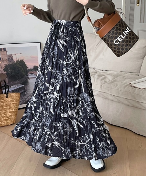 セール】花柄フレアロングスカート（スカート）｜emi+（エミプラス）の