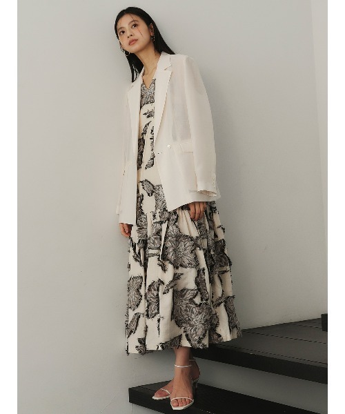 ボタニカルフラワーカットジャガードワンピース（ワンピース）｜anuans