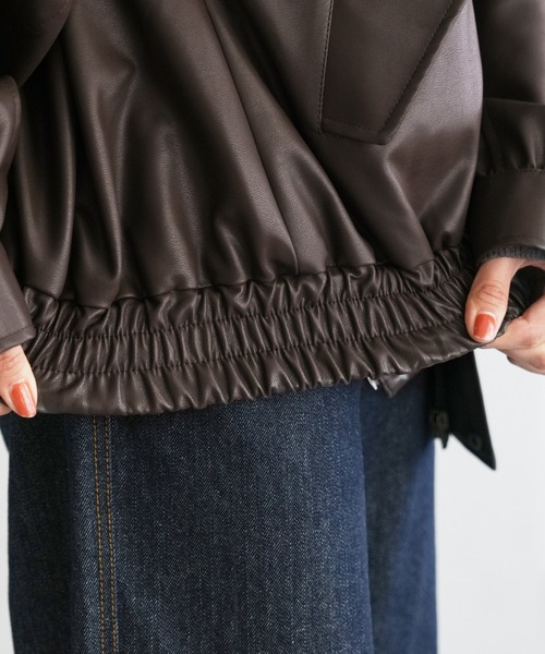 リバイバル/ユニセックス】ヴィンテージPUレザージャケット（ブルゾン