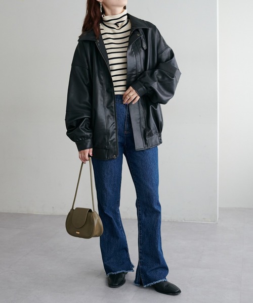 リバイバル/ユニセックス】ヴィンテージPUレザージャケット（ブルゾン