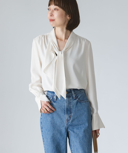 Noble（ノーブル）の「《WEB限定追加》ロイヤルサテンボウタイブラウス