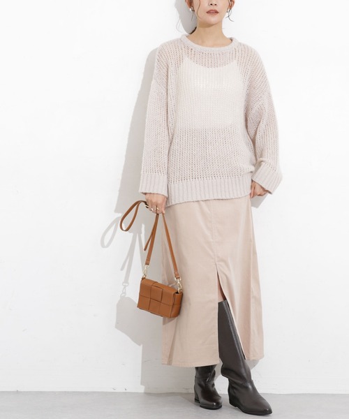 コーデュロイフロントスリットロングスカート（デニムスカート）｜NANO