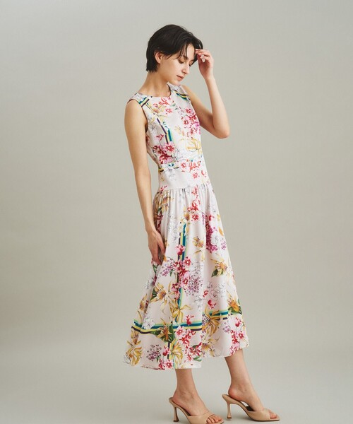 セール】フラワープリントノースリーブワンピース（ワンピース