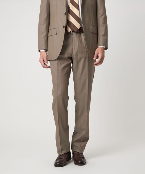 セール】DRAGO ミニヘリンボーン CLS ノープリーツ スーツパンツ