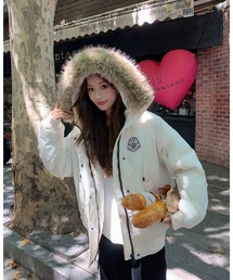 ダウンジャケット/コート（ホワイト/白色系・防風）ファッション通販