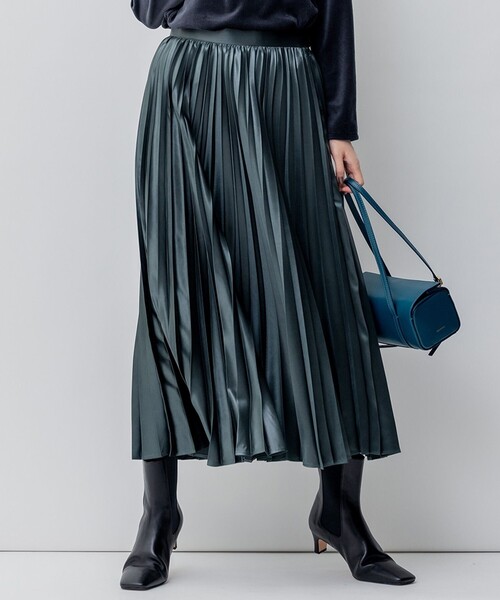セール】【洗える】レザーライク プリーツスカート（スカート）｜23区