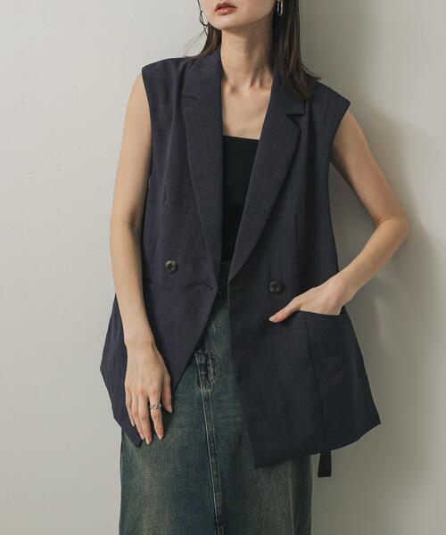 セール】『UR TECH DRYLUXE』リネンライクサイドベルトジレ（ベスト