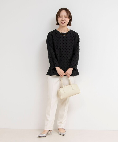 セール】ドットカットジャガードペプラムブラウス（シャツ/ブラウス