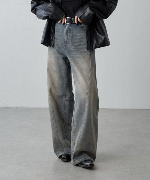 mm】【美品】Lui's【mi-企画】ワイドデニムパンツ メンズ着用可 mi